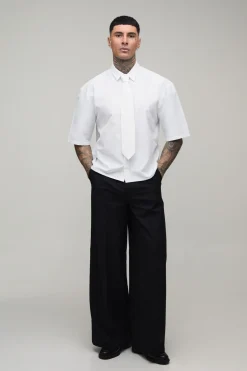 Chemise Ample Oversize À Manches Courtes Avec Cravate