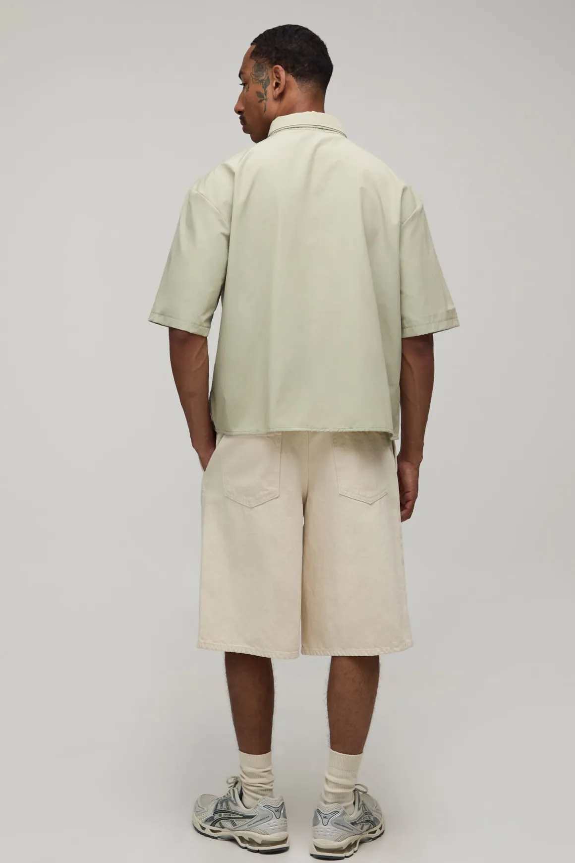 Chemise Ample Oversize À Manches Mi-longues Avec Cravate
