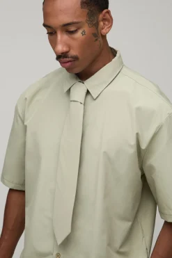 Chemise Ample Oversize À Manches Mi-longues Avec Cravate