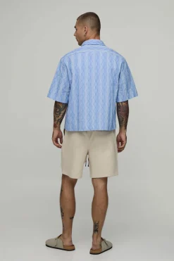 Chemise Ample Oversize À Manches Courtes À Rayures Losange