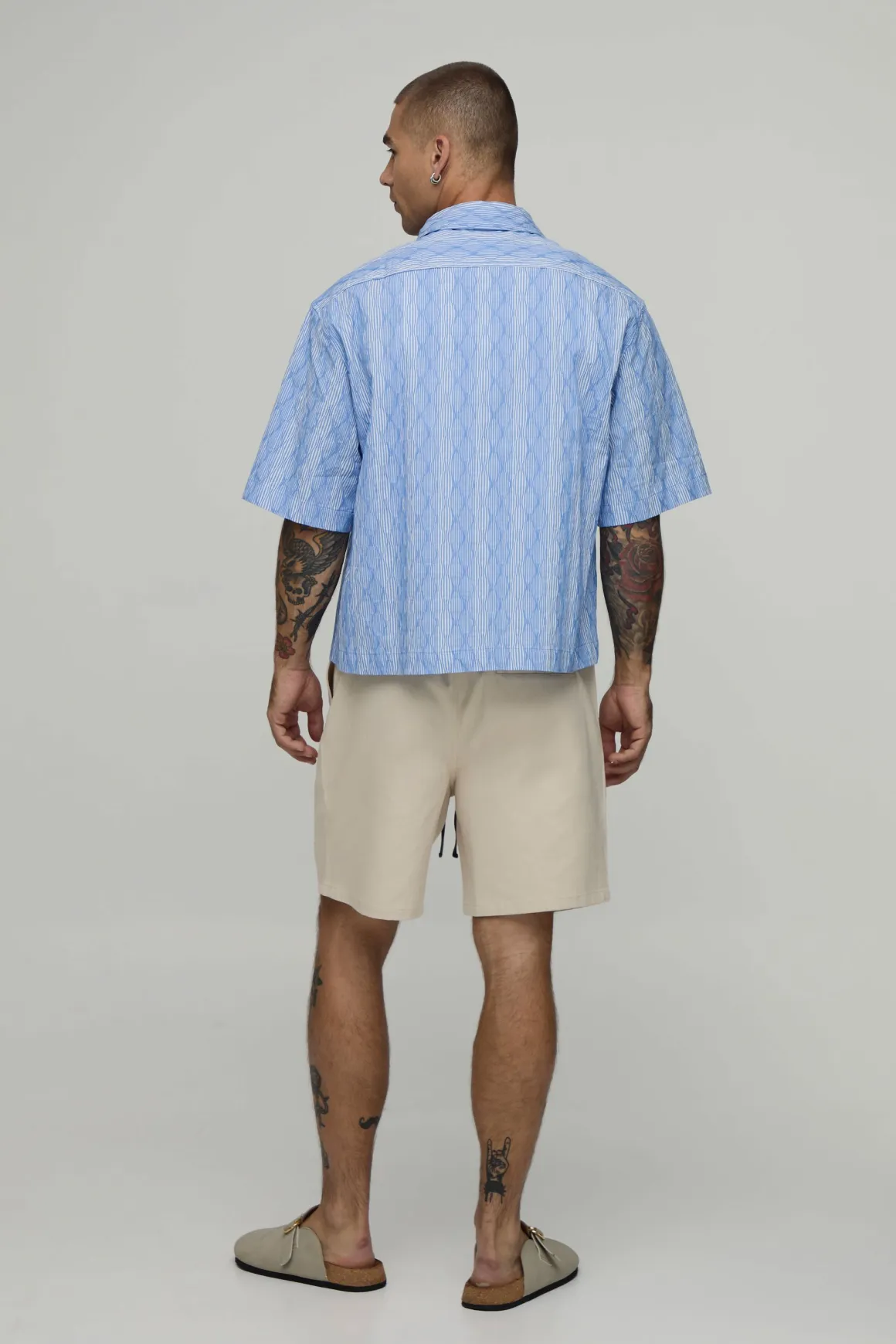 Chemise Ample Oversize À Manches Courtes À Rayures Losange