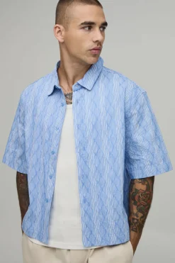 Chemise Ample Oversize À Manches Courtes À Rayures Losange
