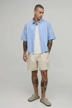 Chemise Ample Oversize À Manches Courtes À Rayures Losange