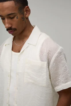 boohooMAN Chemise Ample Oversize Transparente À Manches Courtes<Homme Chemises