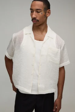 boohooMAN Chemise Ample Oversize Transparente À Manches Courtes<Homme Chemises