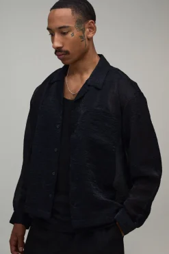 boohooMAN Chemise Ample Oversize Transparente À Manches Longues<Homme Chemises