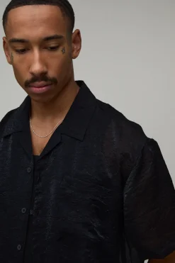 boohooMAN Chemise Ample Oversize Transparente À Manches Courtes<Homme Chemises