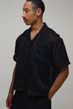 boohooMAN Chemise Ample Oversize Transparente À Manches Courtes<Homme Chemises