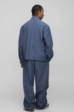 Chemise ample à patte de boutonnage dissimulée et effet froissé