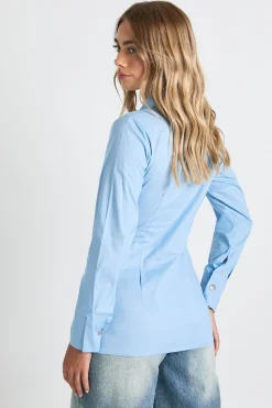 Chemise asymétrique à boutons dorés tissés