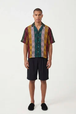 boohooMAN Chemise Au Crochet Oversize À Coupe Carrée Et Patchwork<Homme Chemises