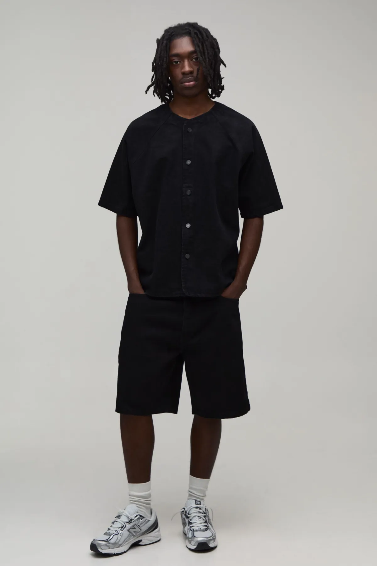 boohooMAN Chemise Baseball En Denim Oversize<Homme Denim|Tout Afficher
