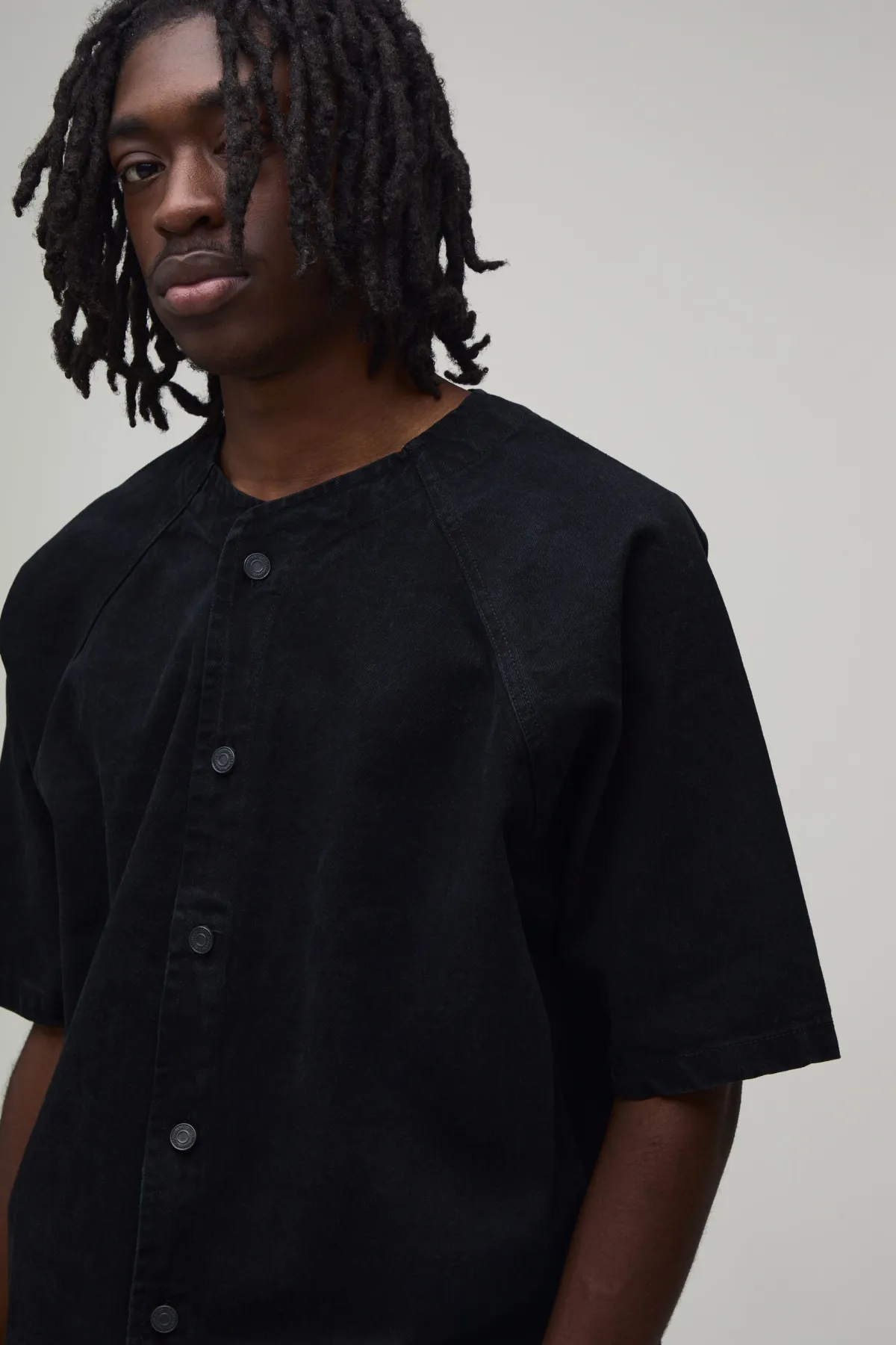 boohooMAN Chemise Baseball En Denim Oversize<Homme Denim|Tout Afficher