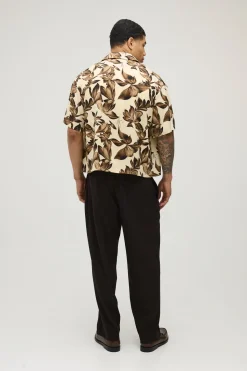 boohooMAN Chemise Bermuda Abstraite Ample Et Boxy<Homme Chemises Grande Taille|Chemises