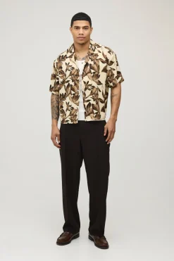 boohooMAN Chemise Bermuda Abstraite Ample Et Boxy<Homme Chemises Grande Taille|Chemises
