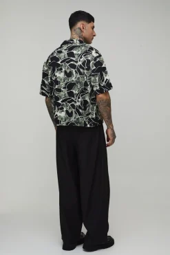Chemise Bermuda Ample Oversize À Imprimé Feuilles Abstraites