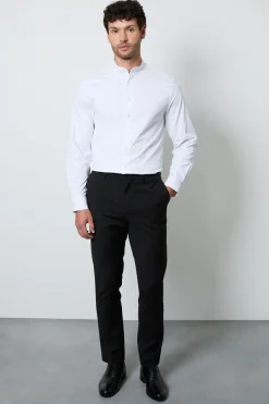 Chemise Blanche Cintrée Formelle À Col Mao