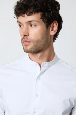 Chemise Blanche Cintrée Formelle À Col Mao