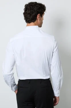 Chemise Blanche Cintrée Formelle À Col Mao