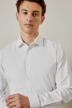 Chemise Blanche Cintrée Repassage Facile à Double Manchettes