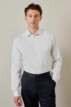 Chemise Blanche Cintrée Repassage Facile à Double Manchettes