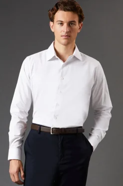 Chemise Blanche Coupe Ajustée Manches Longues Facile à Repasser