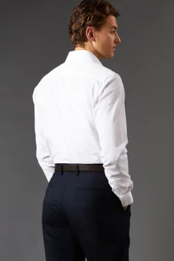 Chemise Blanche Coupe Ajustée Manches Longues Facile à Repasser
