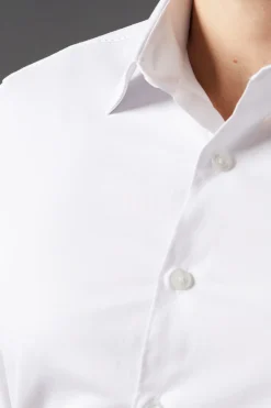 Chemise Blanche Coupe Ajustée Manches Longues Facile à Repasser