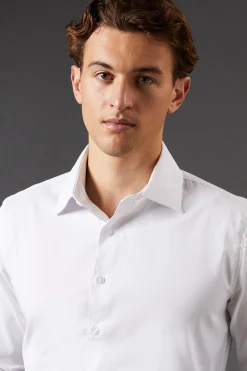 Chemise Blanche Coupe Ajustée Manches Longues Facile à Repasser