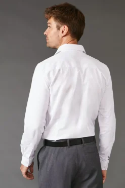 Chemise Blanche Coupe Ajustée Manches Longues Facile à Repasser