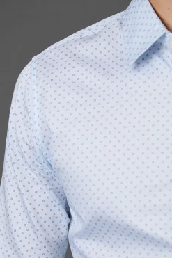 Chemise Blanche à Imprimé Géométrique Coupe Ajustée Manches Longues
