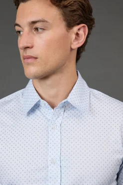 Chemise Blanche à Imprimé Géométrique Coupe Ajustée Manches Longues