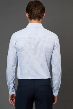 Chemise Blanche à Imprimé Géométrique Coupe Ajustée Manches Longues