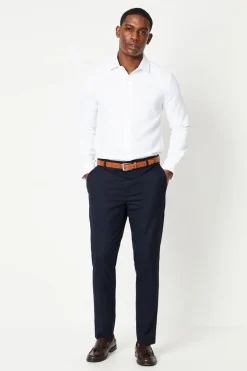 Chemise Blanche à Manches Longues Coupe Ajustée Texture Nattée