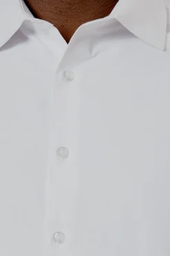 Chemise Blanche Manches Longues Coupe Ajustée Sergé de Cavalerie Repassage Facile