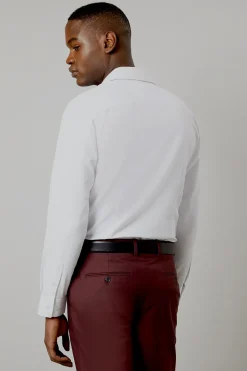 Chemise Blanche Manches Longues Coupe Ajustée Sergé de Cavalerie Repassage Facile