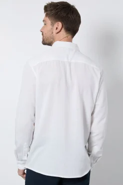 Chemise Blanche À Manches Longues En Mélange De Lin