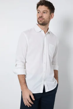 Chemise Blanche À Manches Longues En Mélange De Lin