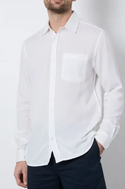 Chemise Blanche À Manches Longues En Mélange De Lin