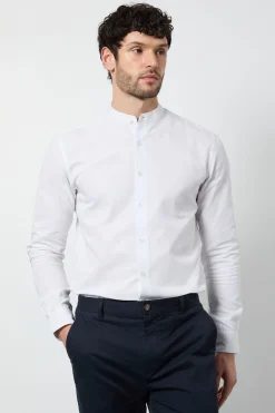 Chemise Blanche Oxford Col Mao Manches Longues
