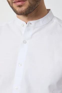 Chemise Blanche Oxford Col Mao Manches Longues