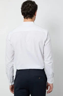 Chemise Blanche Oxford Col Mao Manches Longues