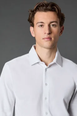 Chemise Blanche Piqué Coupe Ajustée Manches Longues