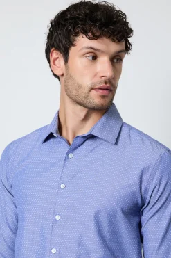 Chemise Bleue Texturée Coupe Ajustée À Manches Longues