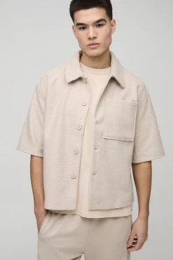 boohooMAN Chemise bouclé oversize à coupe carrée<Homme Chemises