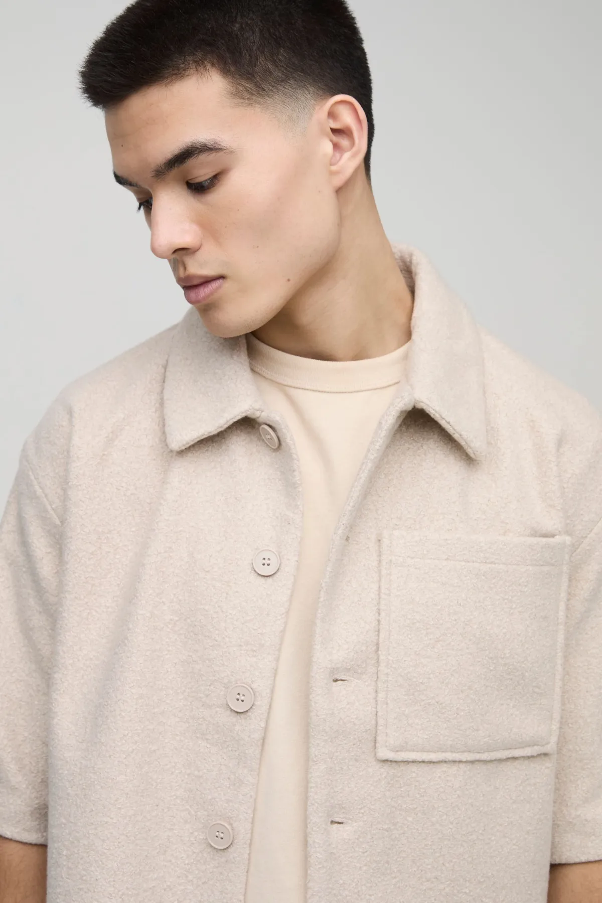 boohooMAN Chemise bouclé oversize à coupe carrée<Homme Chemises