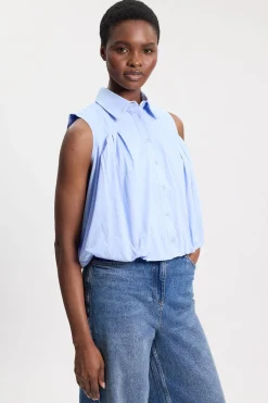 KarenMillen Chemise Bouffante Sans Manches En Coton<Femme Tops