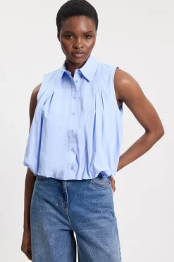 KarenMillen Chemise Bouffante Sans Manches En Coton<Femme Tops