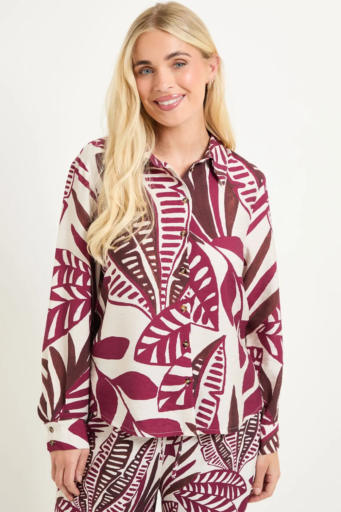 Chemise Boutonnée À Imprimé Tropical Petite Taille