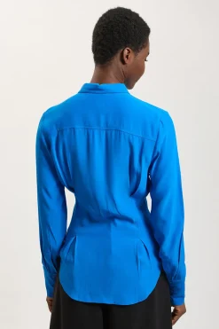Chemise Boutonnée Tissée Cobalt
